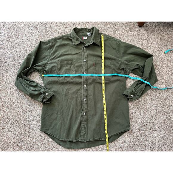Vintage, LEVIS RED TAB, Khaki Green Canvas button down shirt, Large, Long sleeve - Picture 5 of 7